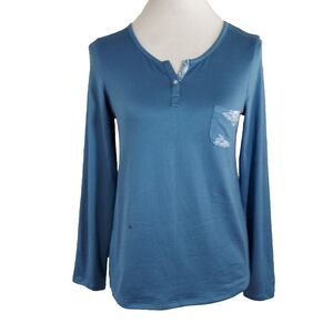 Born Shirt Top Small Super Soft Stretch Long Sleeves Blue Womens Casual